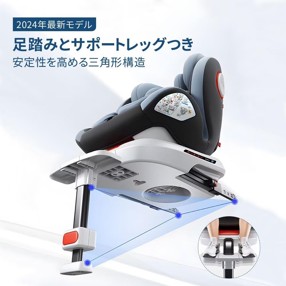 HZDMJ Child 360 Degree ISOFIX Can Be Used As the Child from Newborn To Around 12 Years Old Fixed Seat Junior Baby Easy To Get In and Out Headrest Seat