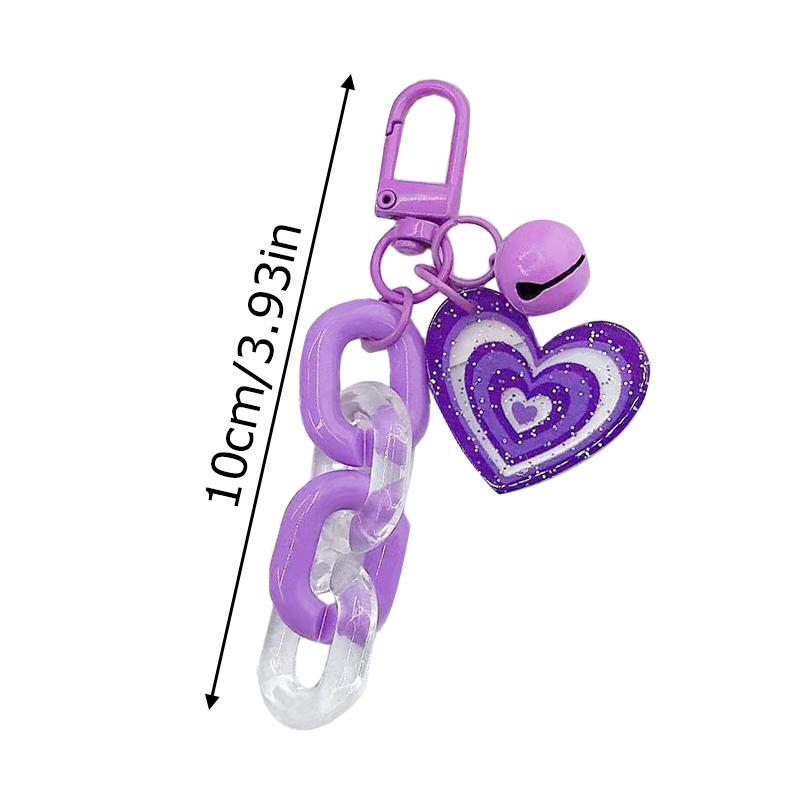 1PC Car Keychain Small Fresh Pendant Bag Hanging Jewelry Colourful Bell Creative Love Chain Keychain Double Layer