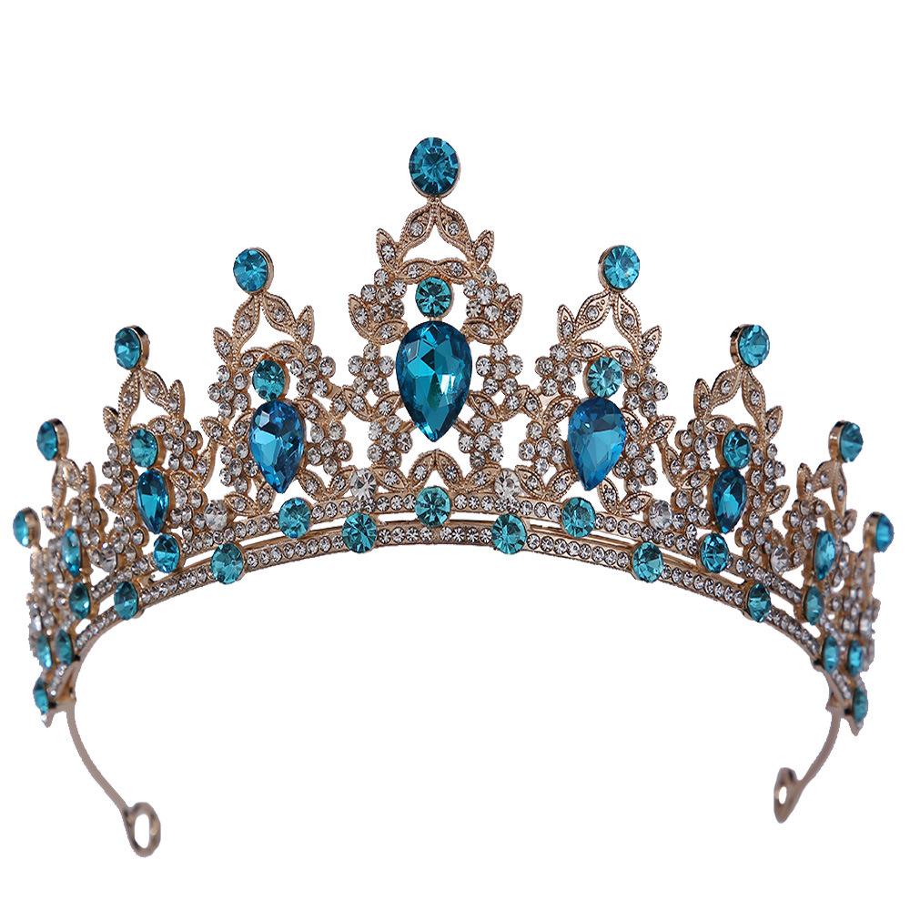 DIEZI Luxury Elegant AB Crystal Crown Hair Accessories Tiara For Women Party Red Purple Rhinestone Bridal Crown New Hair Zircon
