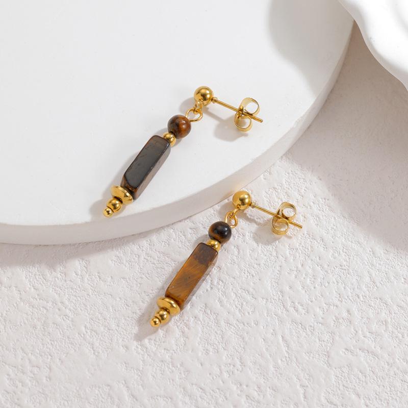 18k Gold-Plated Beaded Tassel Earrings for Women - Retro Style