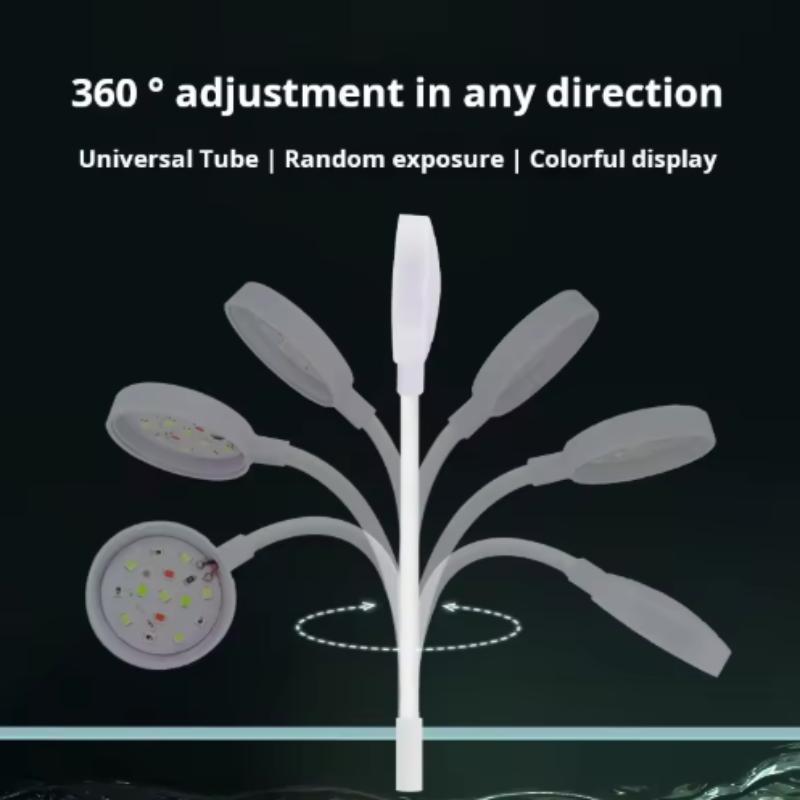 Aquarium Light With Adapter LED Clip On Fish Tank Light, Small Full Spectrum USB Light 360° Rotation Lighting