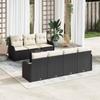 Garden Sofa Set with Cushions and Storage 8 pcs Black and Cream