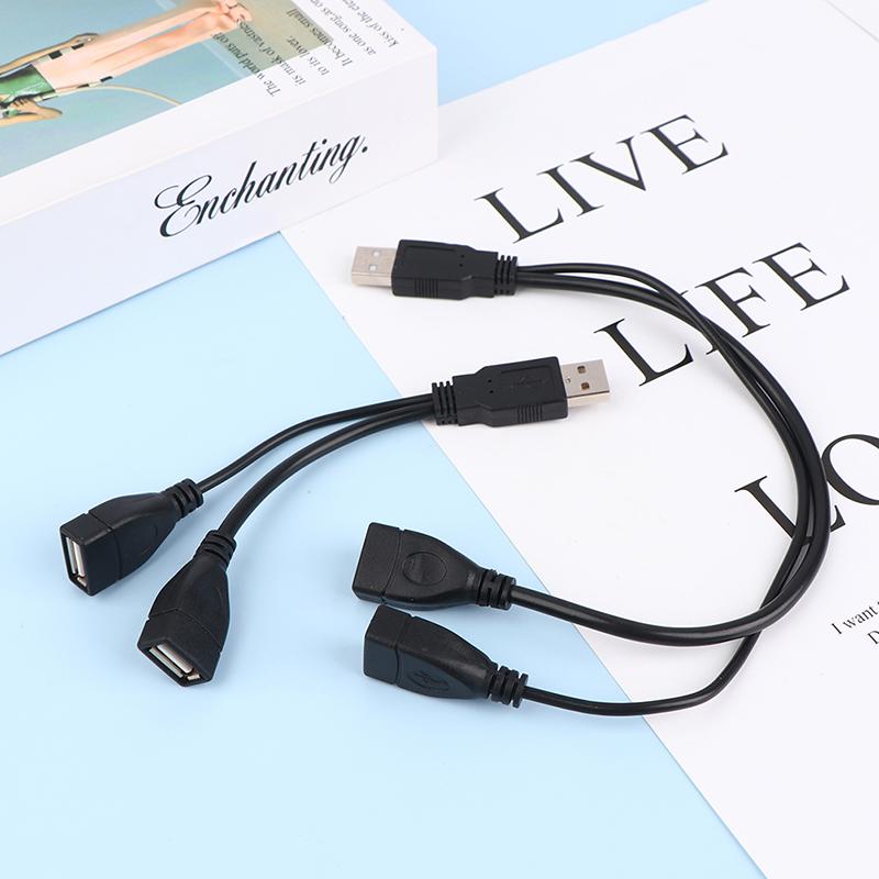 1Pc 15/30cm Male Plug To 2 Female Socket USB 2.0 Extension Line Data Cable Power Adapter Converter Splitter USB 2.0 Cable