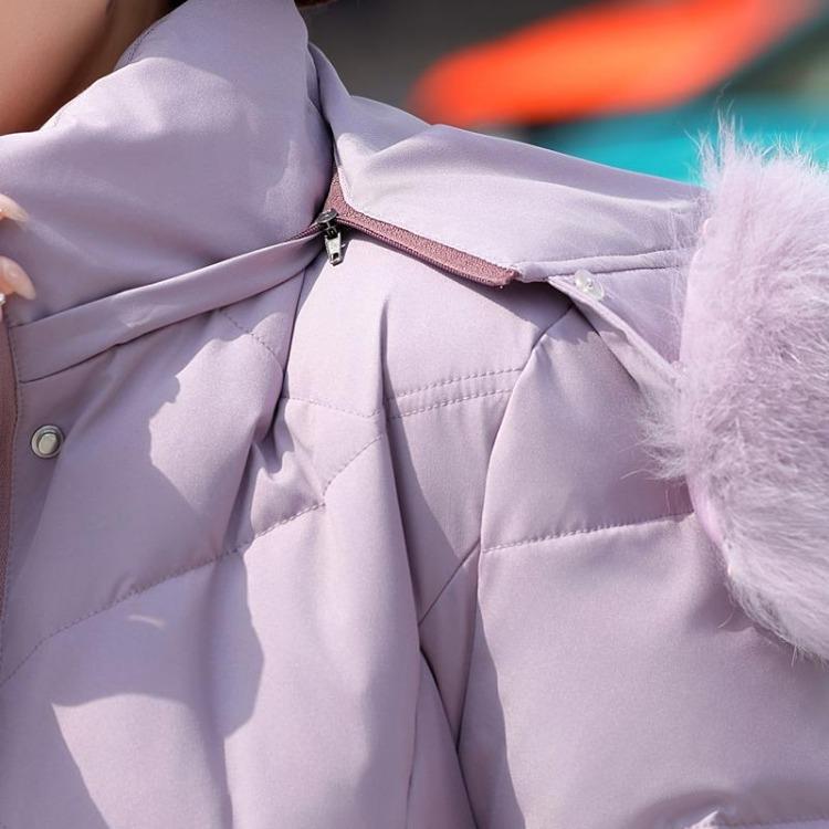 Elegant Vintage Women Down Coat Puffer Jacket Real Fur Collar Thick Warm Winter Plus Size Outerwear Middle Age Long Prakas