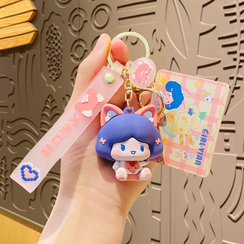 

Girl Canine Cute Keychain Set Pvc Material Perfect Gift For All Occasions Sit