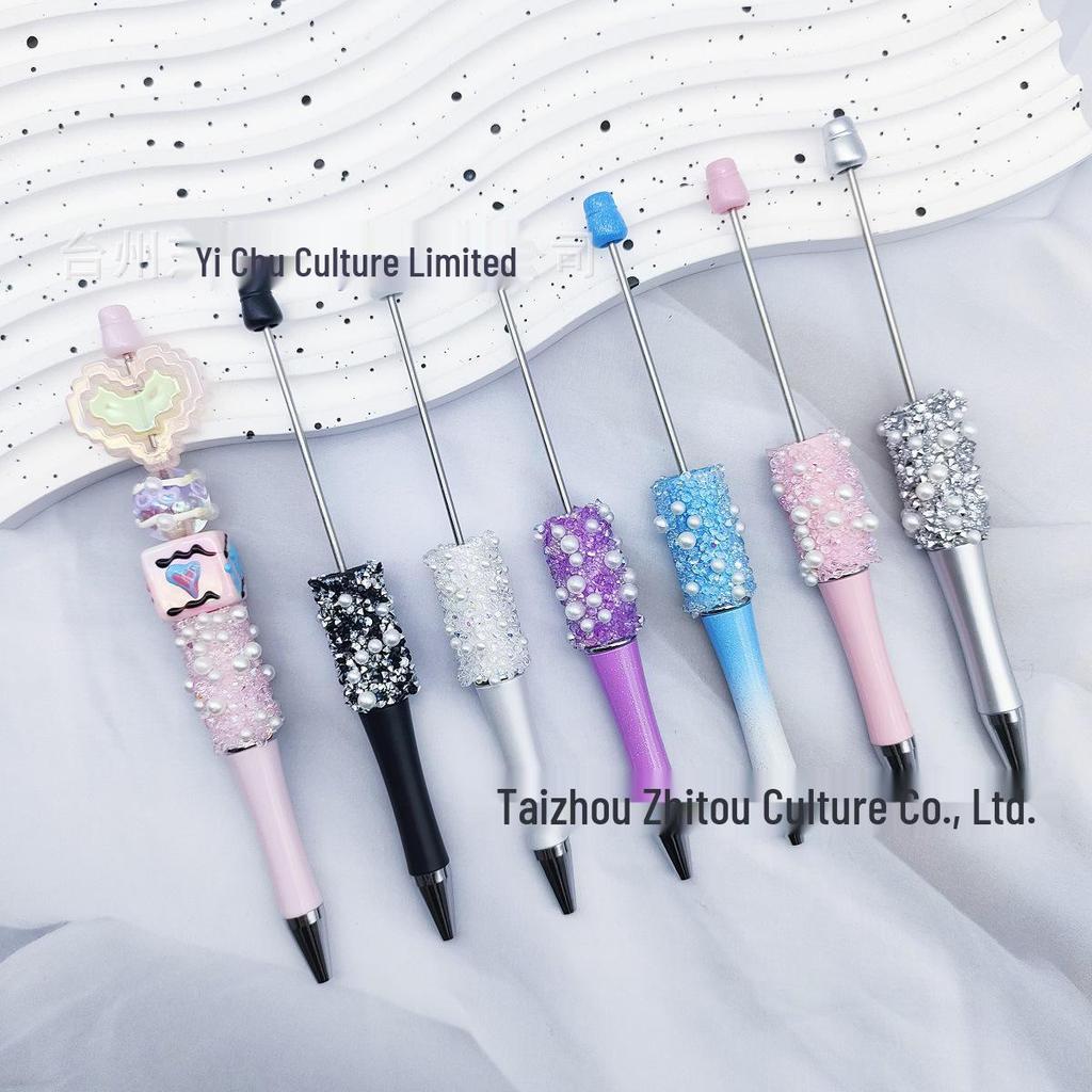 Starry Crystal Pearl Bead Pen - Handmade Rhinestone Candy Design