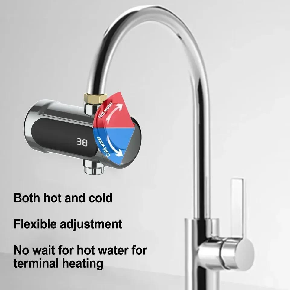 Electric Heating Faucet Instant Heating Faucet Water Heater Hot Cold Purpose With Adapter Gasket MultiFunction Water Heater