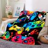 Colorful Game Controller Graffiti Splash Print Flannel Blanket Black Background Gaming Graphic Soft Throw Blanket Gamer Bedroom Home Decor