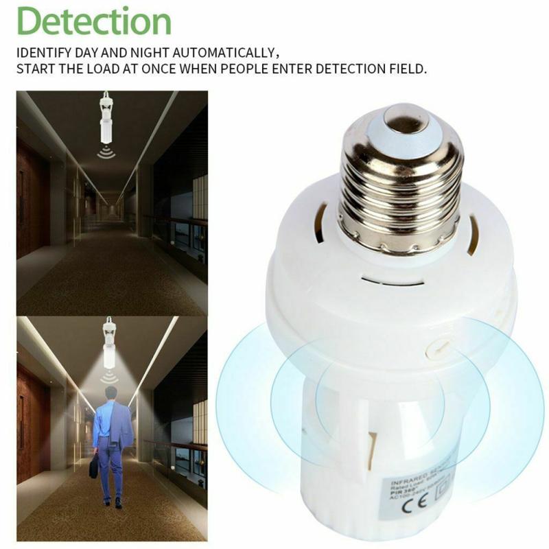 E27 Led Light Bulb Holder Infrared Pir Motion Sensor Socket Switch 110/220v For Families Offices