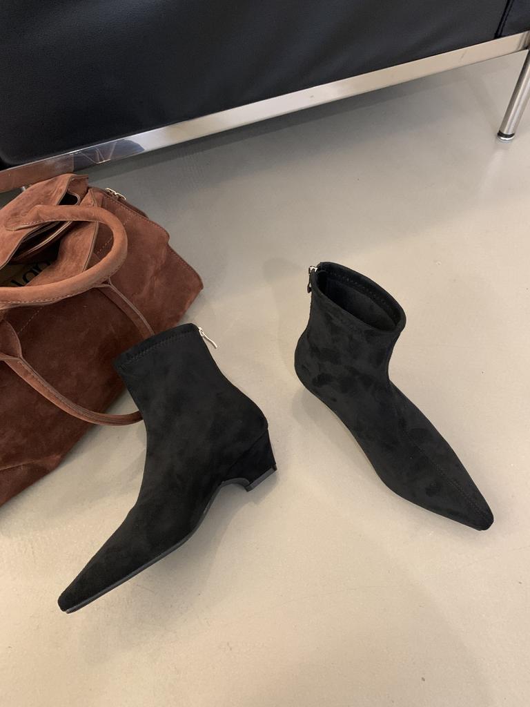 Spice Girl Wind Slope Heel 3cm Short Boots Autumn and Winter Retro Maillard Coffee Small Short Boots Fashion Martin Boots Single Boots Women