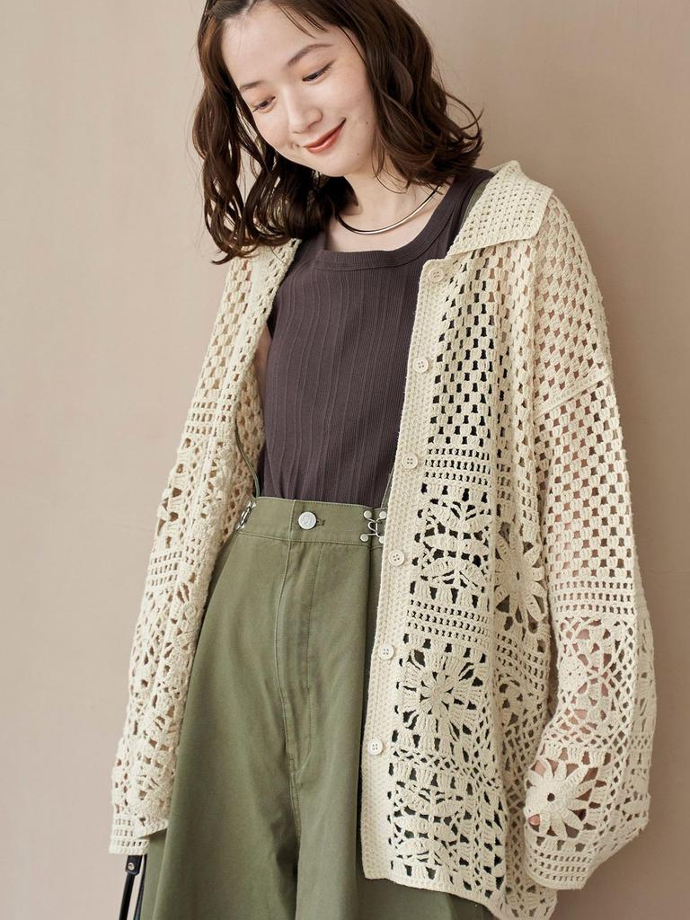 Cohen Crochet Collar Knit Cardigan 76376000002 2100 NATURAL(21) FREE