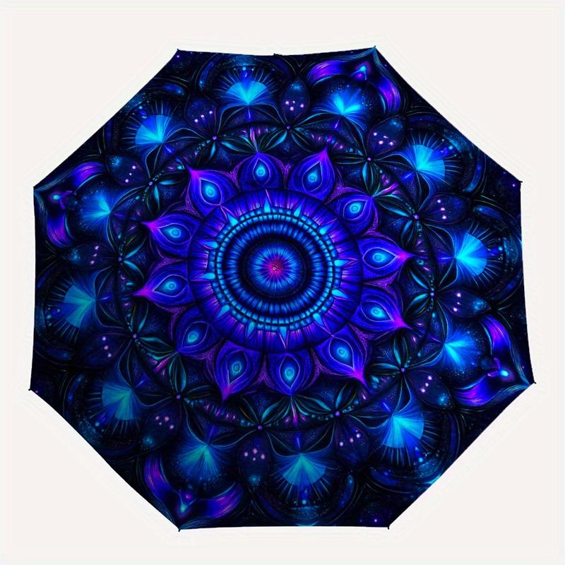 Vibrant Mandala Art Print: Colorful Circular Design for Umbrella, Portable 3-Fold Umbrella for Men & Women,Christmas Gift ES354