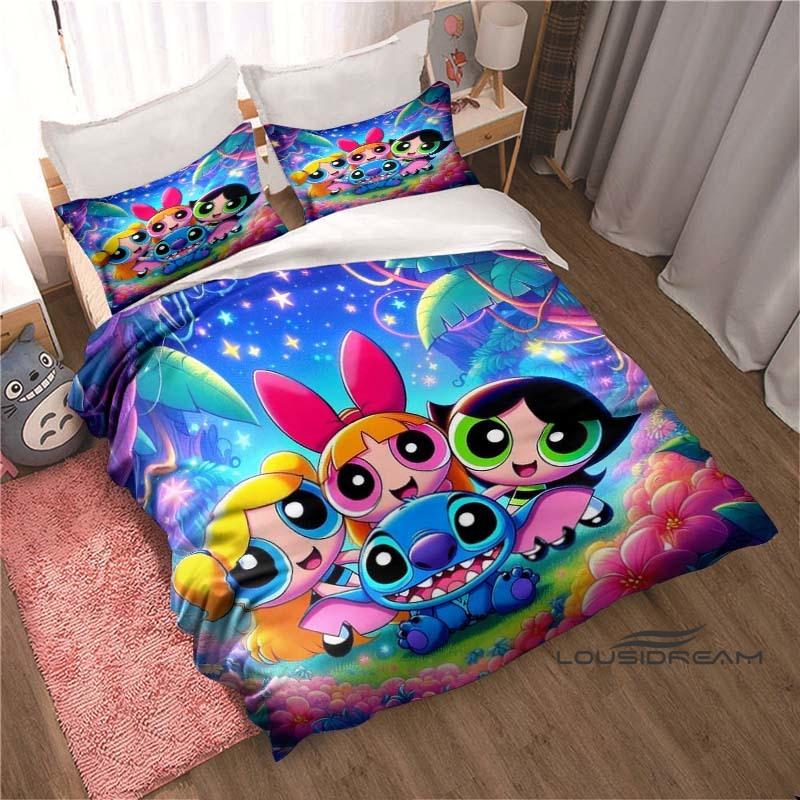 

3D The Powerpuff Girls Season Cartoon Bedding 3-Piece Set — Featuring Printed Duvet Covers and Pillowcases. Soft and comfortab 135x200cm