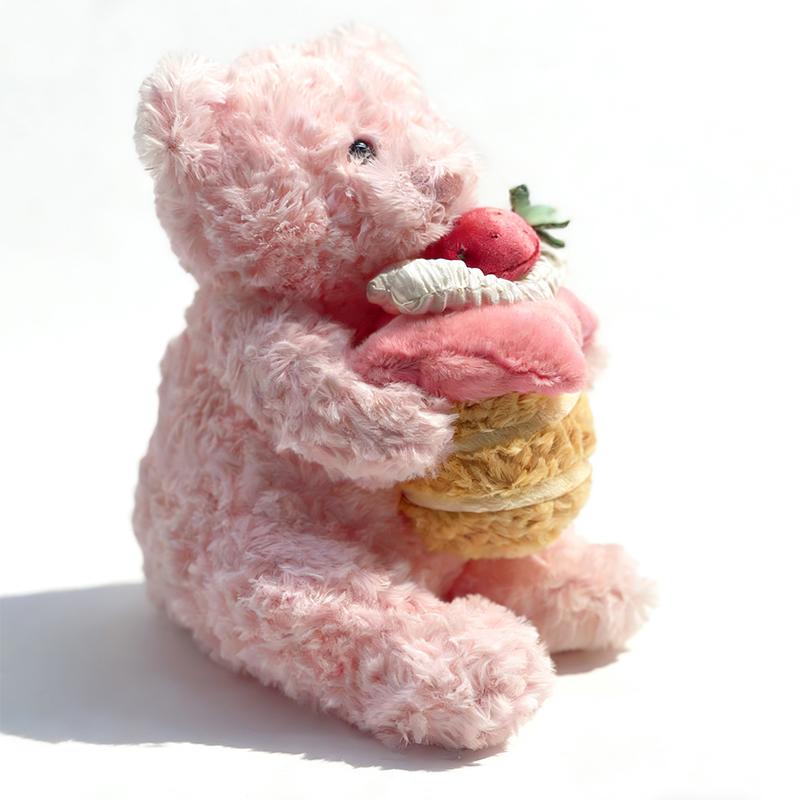 Pink Barcelona Cake Bear Plush Toy Ornament Peach Birthday Cake Plush Pink Bear Comfort Plush Birthday Gift