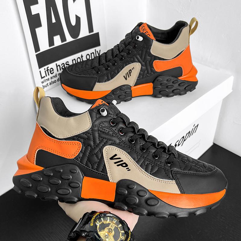Scarpe da ginnastica da uomo con suola spessa, scarpe da uomo alla moda, scarpe vulcanizzate versatili, scarpe da corsa all'aperto con lacci, antiscivolo, Zapatillas De Hombre