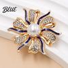 Durable Brooch Pin Oil Dripping Rhinestone Flower Brooch Faux Pearl
