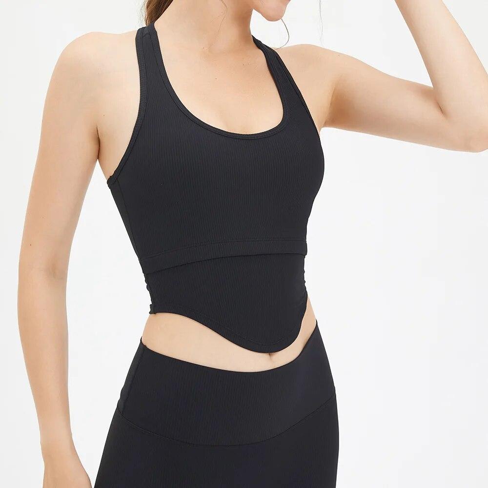 Sleeveless U-shaped Breathable Sports Vest Fitness Crop Tops Outside Bodybuilding Yoga Running Underwear Women Tank Tops 30721