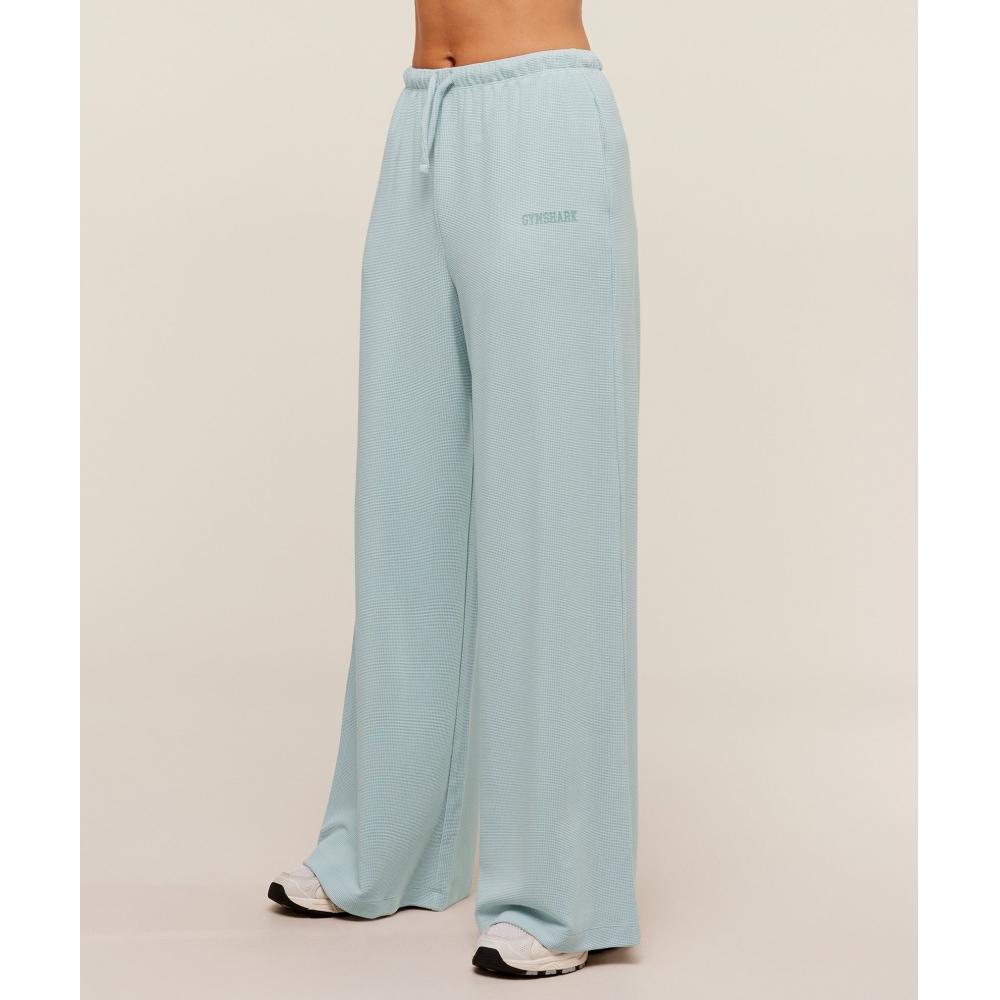 Gymshark Waffle Wide Leg Pants Smoke Blue B2c5q Udr3