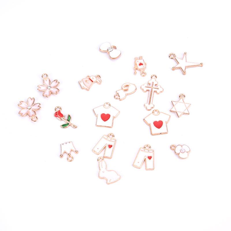 100Pcs Different Styles Mix Size Color Alloy Metal Drop Oil Charms Gold Pendant