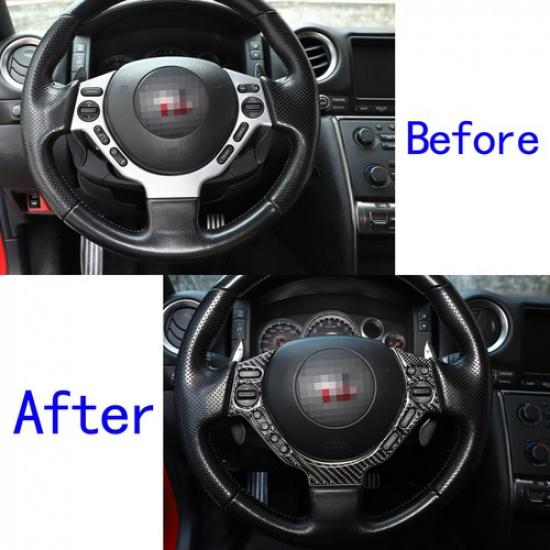 For Nissan GTR R35 Carbon Fiber Speedometer&Steering Wheel Button Cover Trim