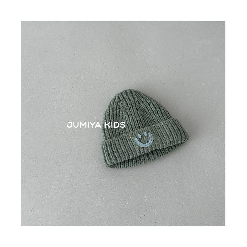 Children's Hats Autumn and Winter New Baby Knitted Pullover Hats for Boys and Girls Smiling Face Ear Protection Hats
