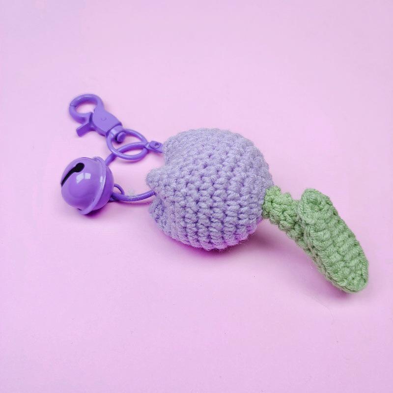Colorful Tulip Keychain Pendant: Handmade, Woven Bag Charm with Bell - Small Gift