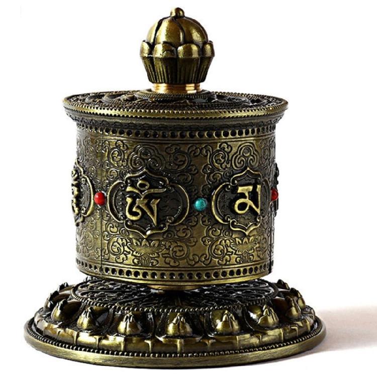 Buddhas Scriptures Prayer Wheel Tibetan Prayer Wheel Table Prayer Wheel Decorative Ornament for Meditations Healings