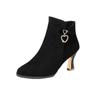 High-heeled Short Boots Women's 2025 Autumn and Winter Velvet Fashion Pointed-toed Thin-heeled Women's Boots Versatile and Thin Korean Version of High