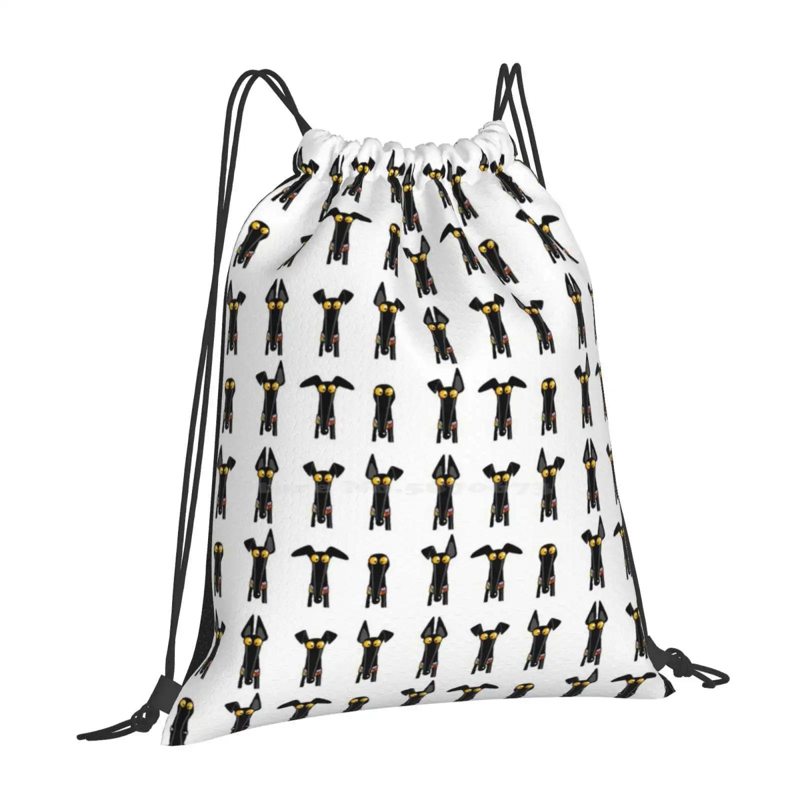 Greyhound Semaphore : White Pattern Design Laptop Travel School Bags Whippet Greyhound Sighthound Lurcher Dogs Cartoon OneSize