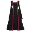 Vintage Lace-up Bell Sleeve Dress - Retro Style Women's Halloween Costume