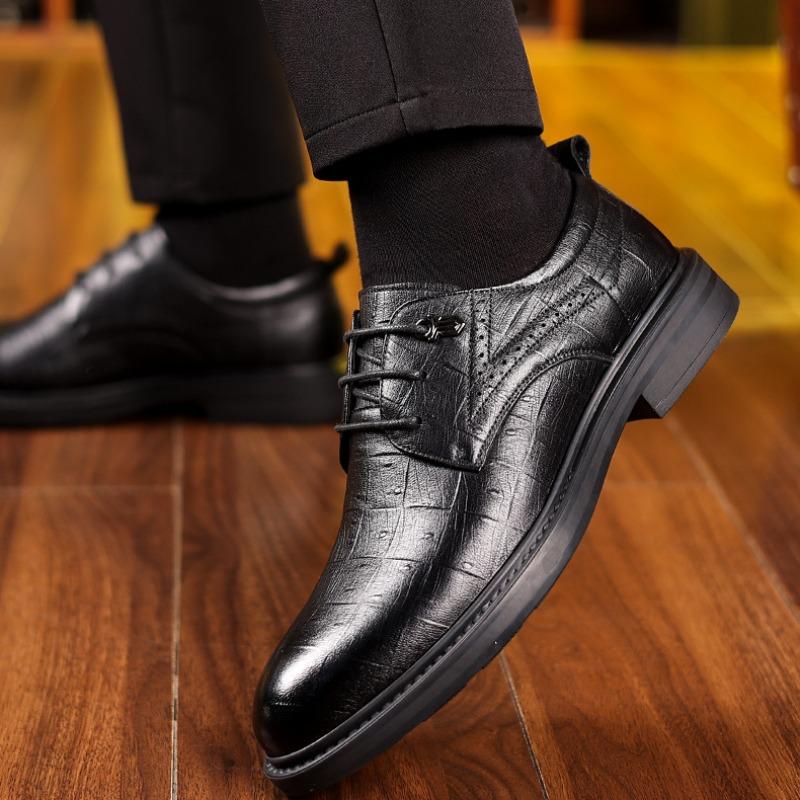 Fashion British Platform Leather Business Men's Dress Shoes Designer Soft-soled Derby Shoes Men Fashion Spring Autumn Male Wedding Shoes