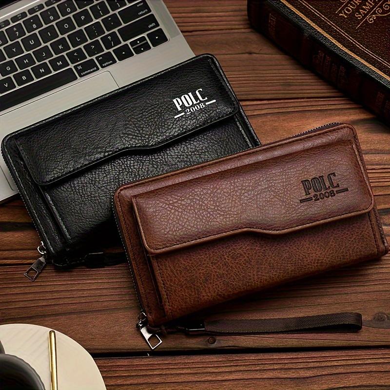 Мужской кошелек в деловом стиле — для хранения нескольких карт и телефона — фото 4