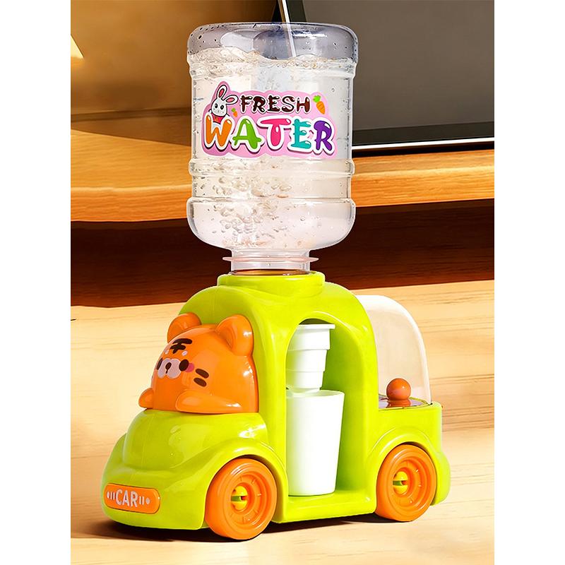 Cartoon Car & Dinosaur Mini Water Dispenser, Press Type Pretend Play Water Drinking Toy for Kids