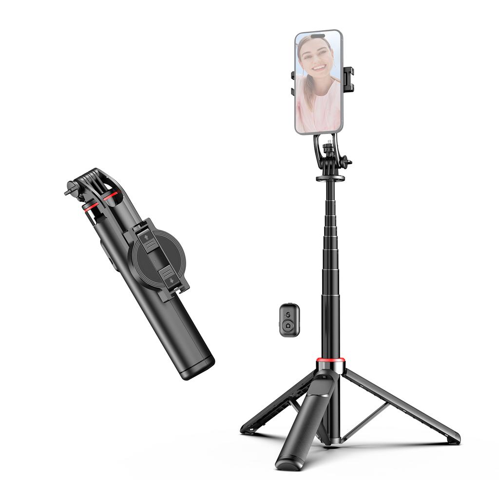 Extendable Selfie Stick Tripod for Phone Max. Length 130cm with Detachable Magnetic Phone Clip Remot