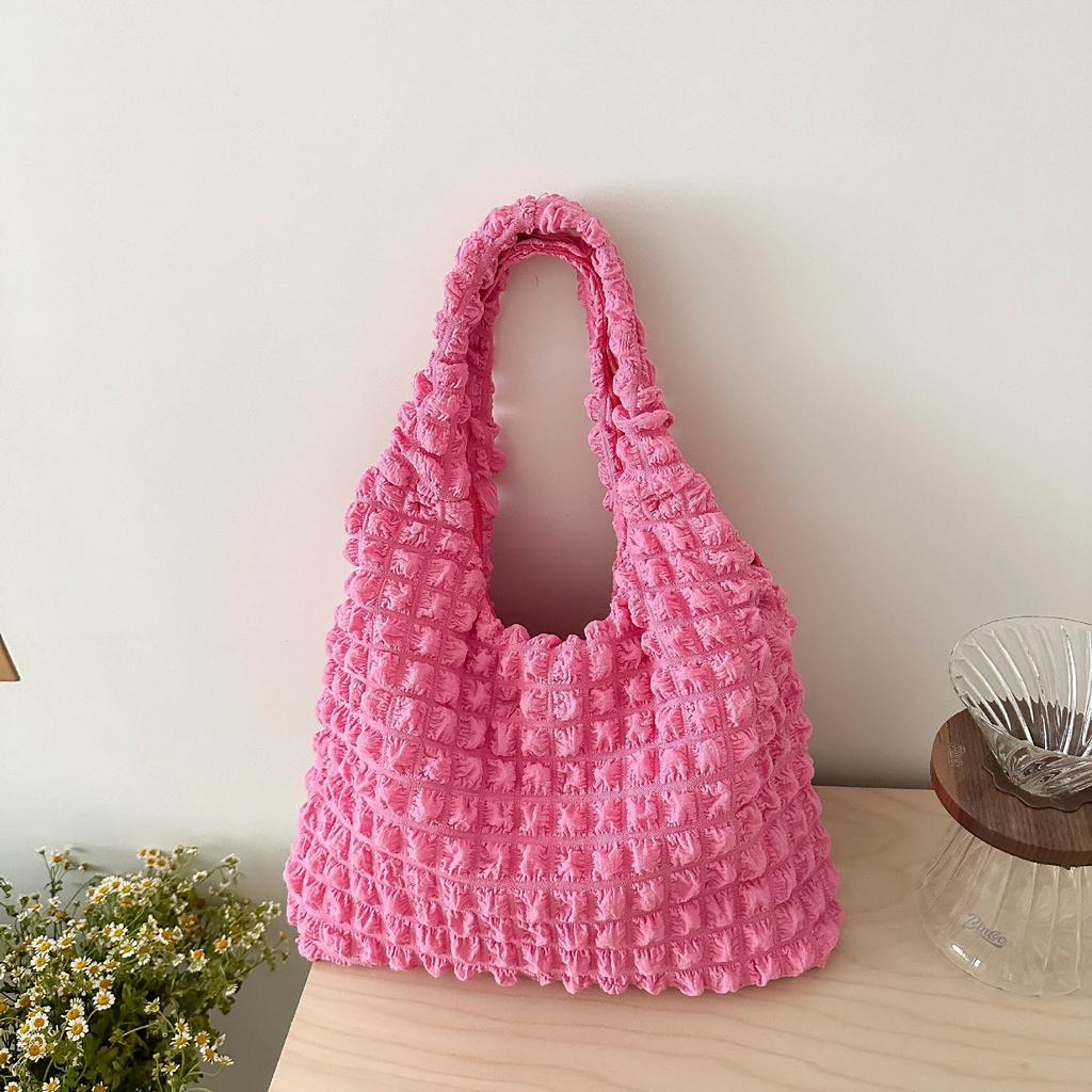 Personalized Folded Bubble 2025 Spring New Casual Fashion Large Capacity One Shoulder Hand Carry Underarm Portable Tote Bag