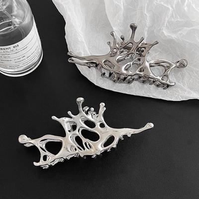 Silver Color Shark Hair Clips Metal Grab Clamps Korean Fashion Geometric Claw Clips  Women