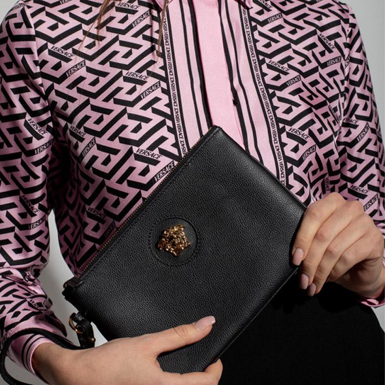 Versace La Medusa Leder Beutel Schwarz Damen Beutel 1000743-DVIT3T-1B00V