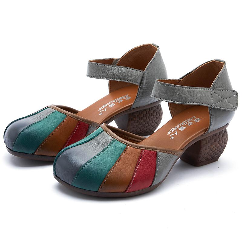 Fashion GKTINOO Genuine Leather Retro High Heels Sandals Women Shoes Buckle Strap 2025 New Spring Summer Lady Platform Sandals