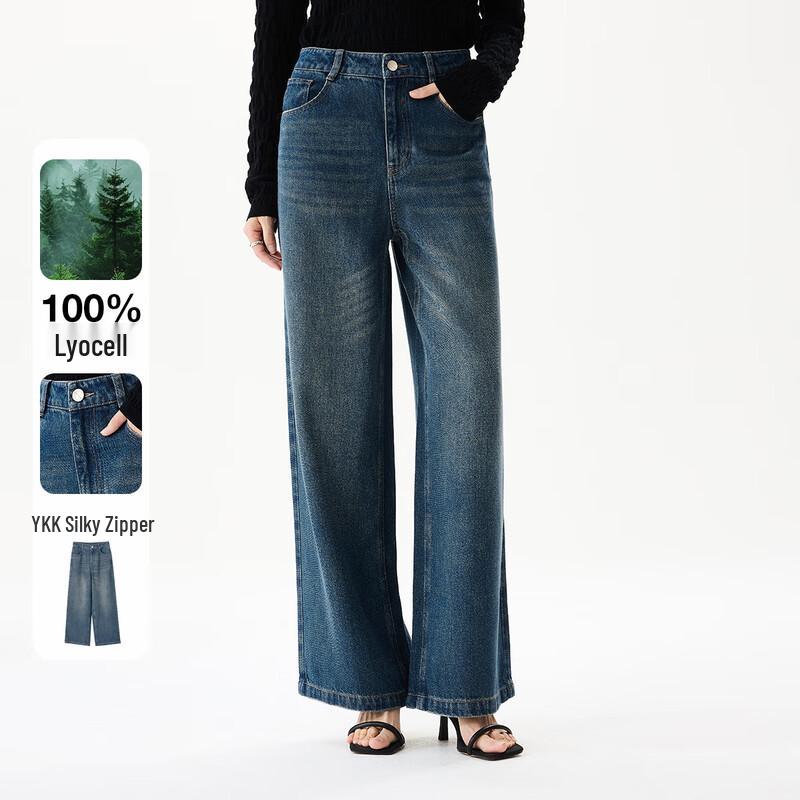 Northern Deer Women s Lyocell Draped Wide-Leg Jeans L