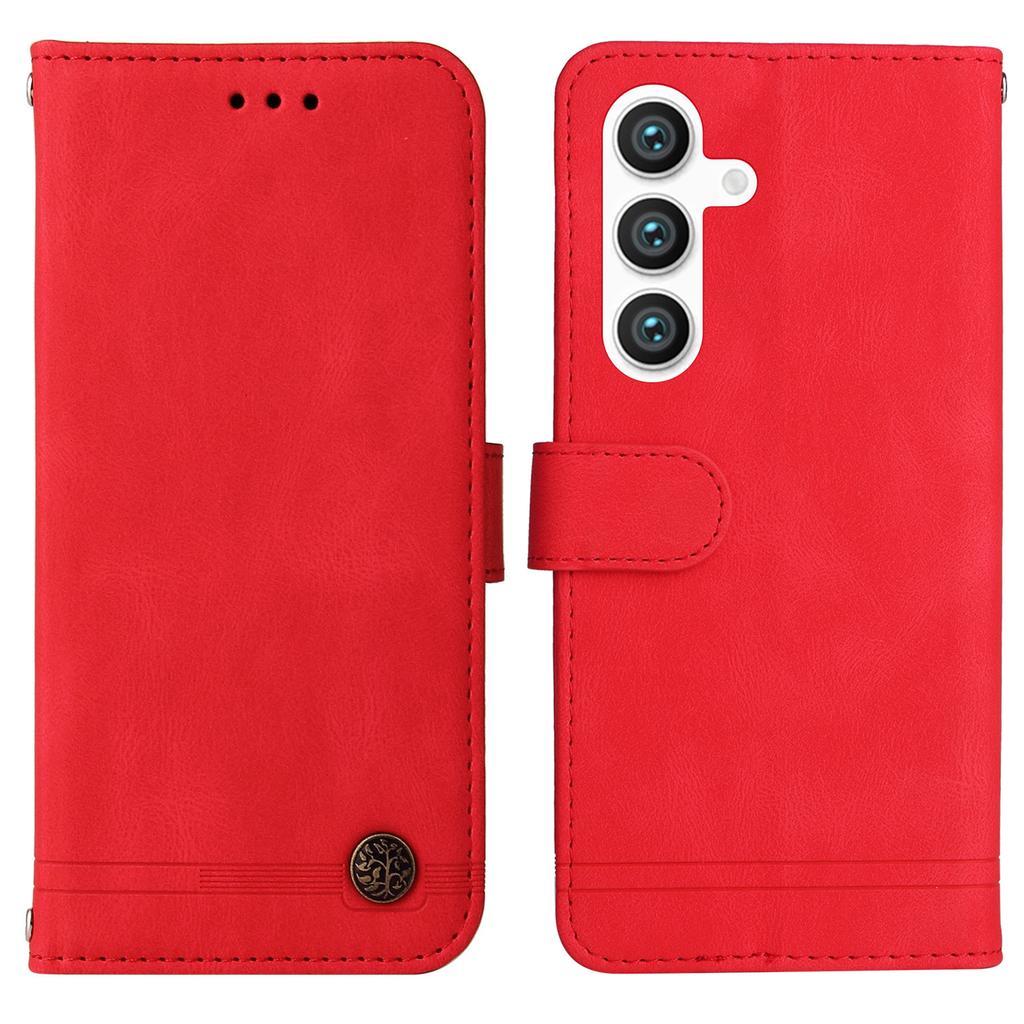 For Samsung Galaxy S25+ Leather Wallet Cases Skin Touch Phone Cover Stand with Strap