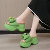 Fashion 9CM High Platform Slippers Women Solid Color Thick Sole Leather Sandals Woman Chunky Summer Casual Beach Slides Zapatos Mujer