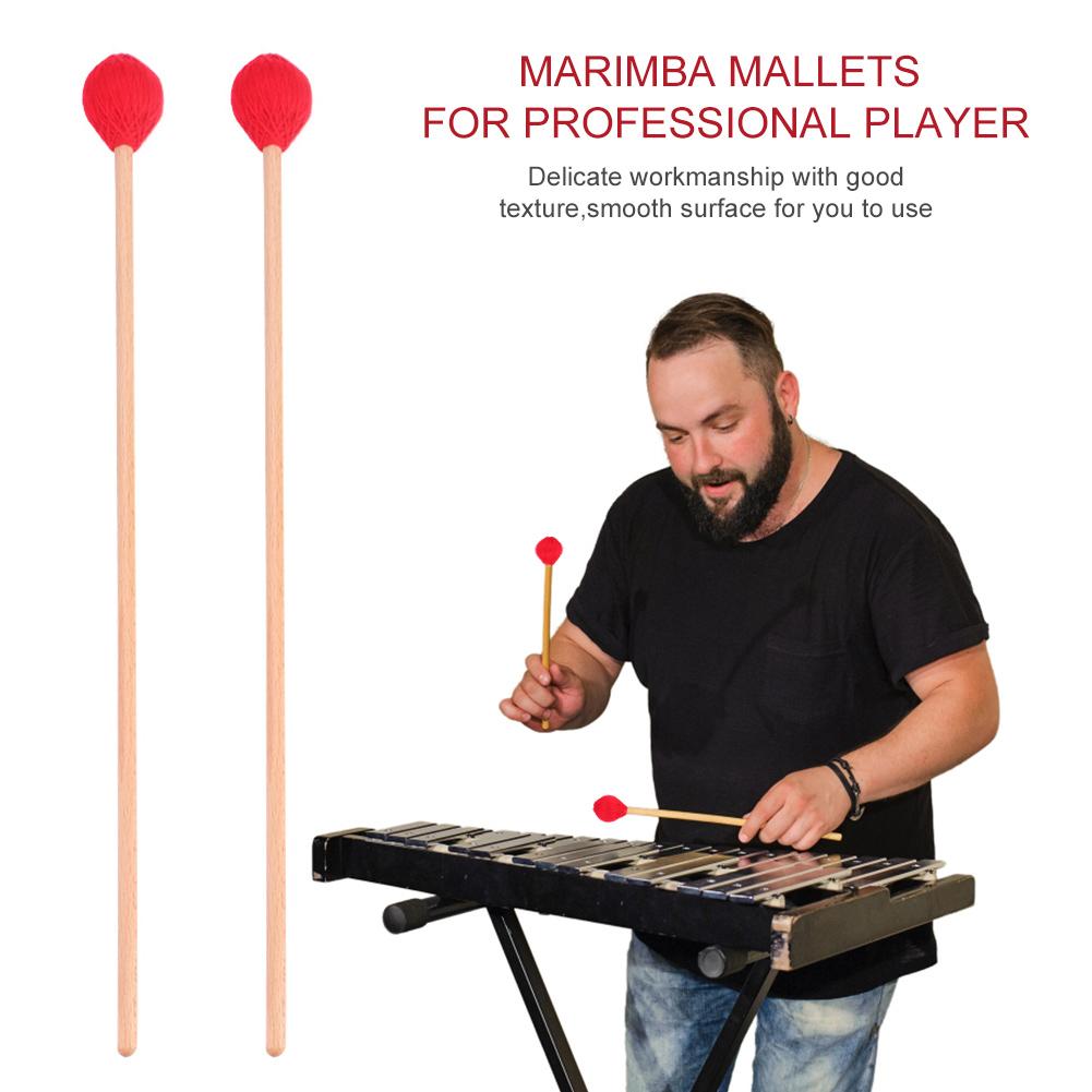 1 Pair Yarn Head Keyboard Marimba Mallets with Smooth Handles for Intermediate Player