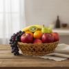 Natural Style Rattan-like Fruit Basket Hand-woven Round Shape Food Storage Basket Hollow-out Fruit Plate Fruit Display