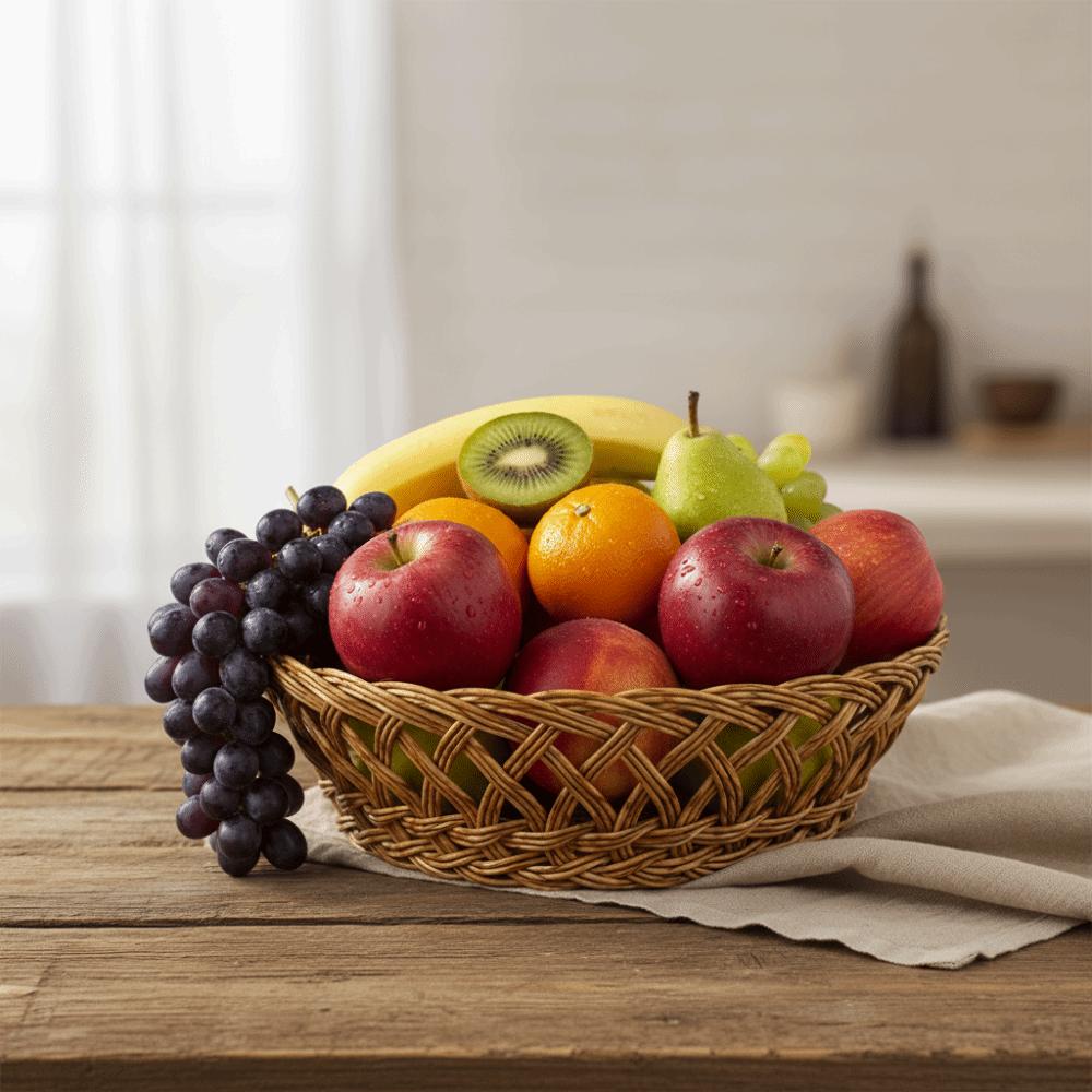 Natural Style Rattan-like Fruit Basket Hand-woven Round Shape Food Storage Basket Hollow-out Fruit Plate Fruit Display