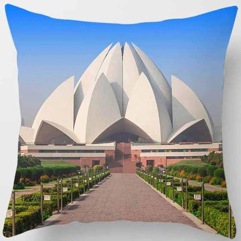 Landmark Architectural Print Square Pillowcase Home Decor Car Sofa Cushion Cover