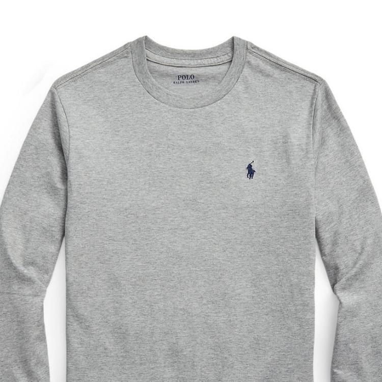 Polo Ralph Lauren Logo Embroidered Solid Color Crew Neck Long Sleeve Sweater Kids Sweater Gray 323854677-069