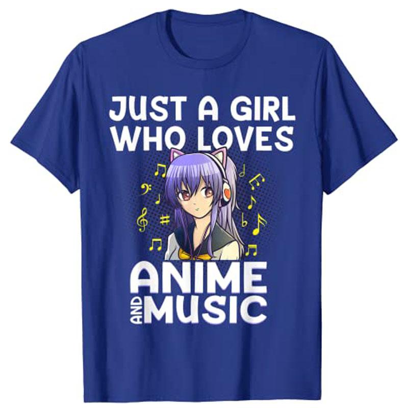Cartoon Art for Women Teen Girls Anime Merch Music  Unisexga Lover TShirt Just A Girl Who Love Anime Graphic Tee Graphic Tops Gift