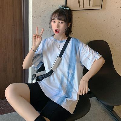 New Best Friend Outfit Summer Tie-dyed Short-sleeved T-shirt for Women Casual Loose Korean Tops for Women