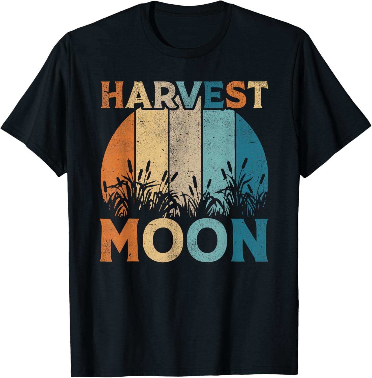 Vintage Harvest Moon Shirts, Mens Womens Autumn Fall T-Shirt Mens Womens Tees Top Tops Tee 3XL
