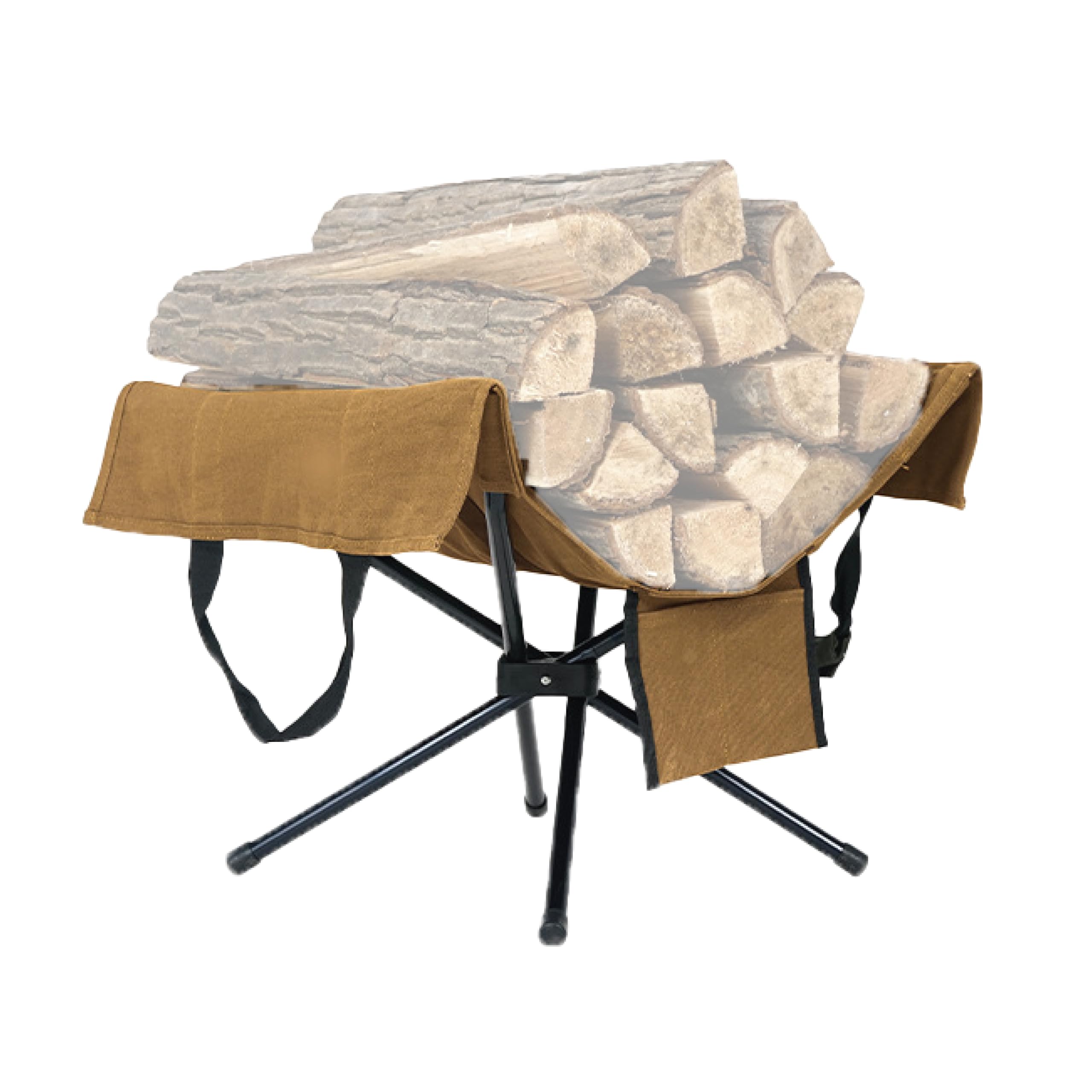 RODGERS Firewood Carrying Stand - Campfire Firewood Carrying Stand with Storage Bag - Compact Storage - Camping, BBQ, Bonfire (Camel)